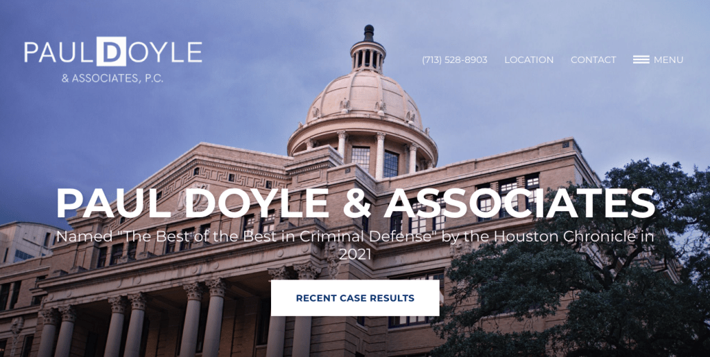 screenshot of legal homepage